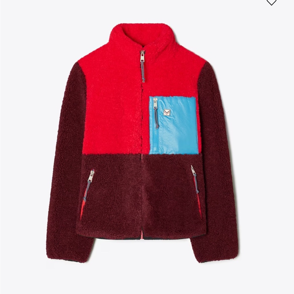 TORY BURCH SPORT COLORBLOCK FLEECE JACKET